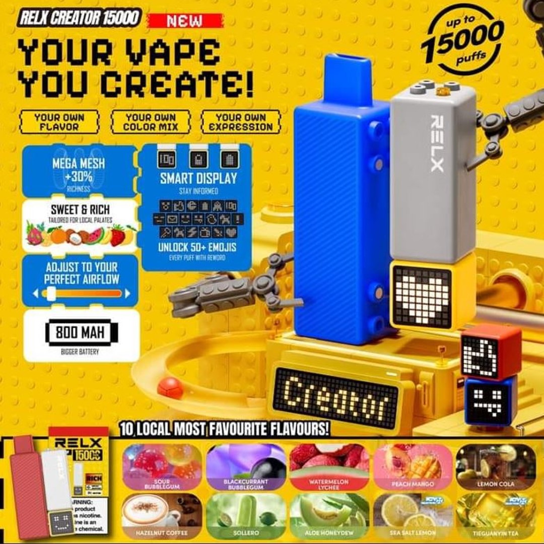 RELX CREATOR 15000 RECHARGEABLE DISPOSABLE – sgvapedisposable